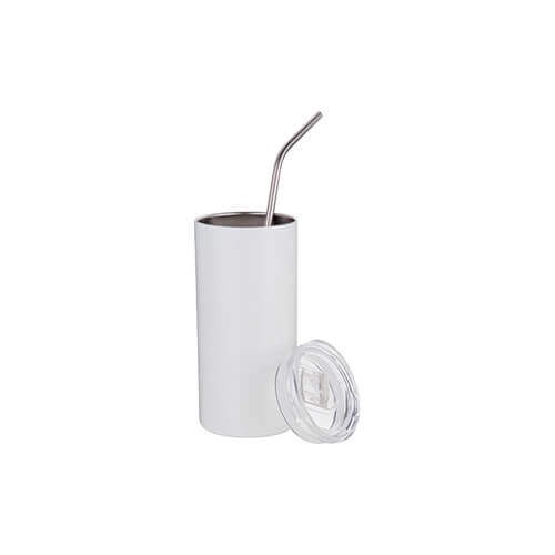 Thermal tumbler 480 ml with straw for sublimation - white
