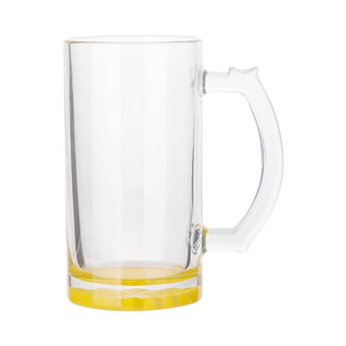 Glass mug for sublimation - yellow bottom 470 ml