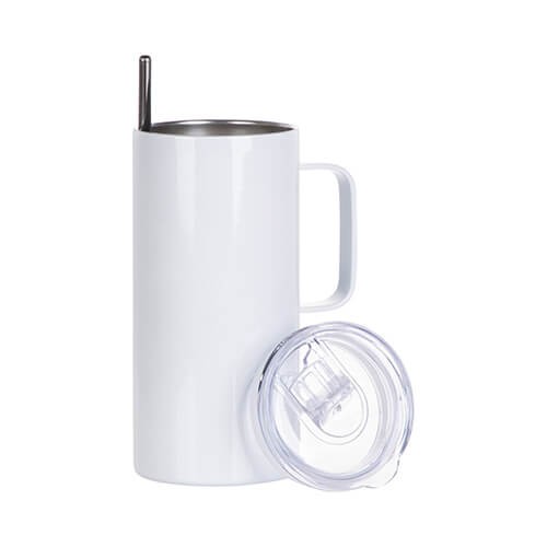 Thermal tumbler 480 ml with straw for sublimation - white (2)