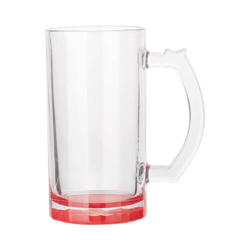 Glass mug for sublimation - red bottom 470 ml 